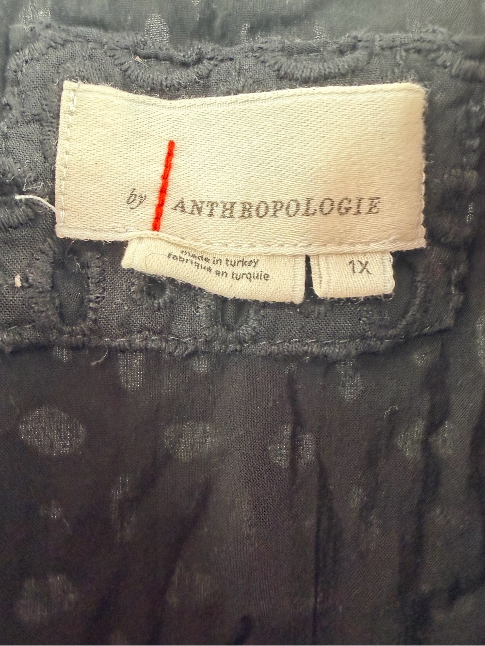 Anthropologie Somerset Black Eyelet Short Dress Plus 1X FLAW - Picture 3 of 6